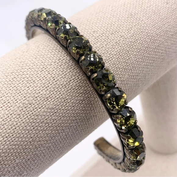 J. Crew Green Crystal Cuff Bracelet - Picture 1 of 4